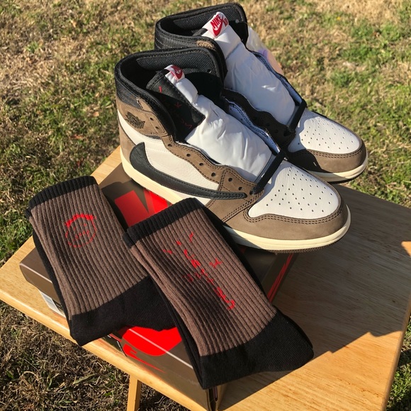 Travis Scott Jordan 1 custom socks (brown) Cactus - Picture 3 of 3